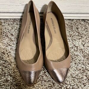 ANTONIO MELANI Beige and Metallic Women's Loafers